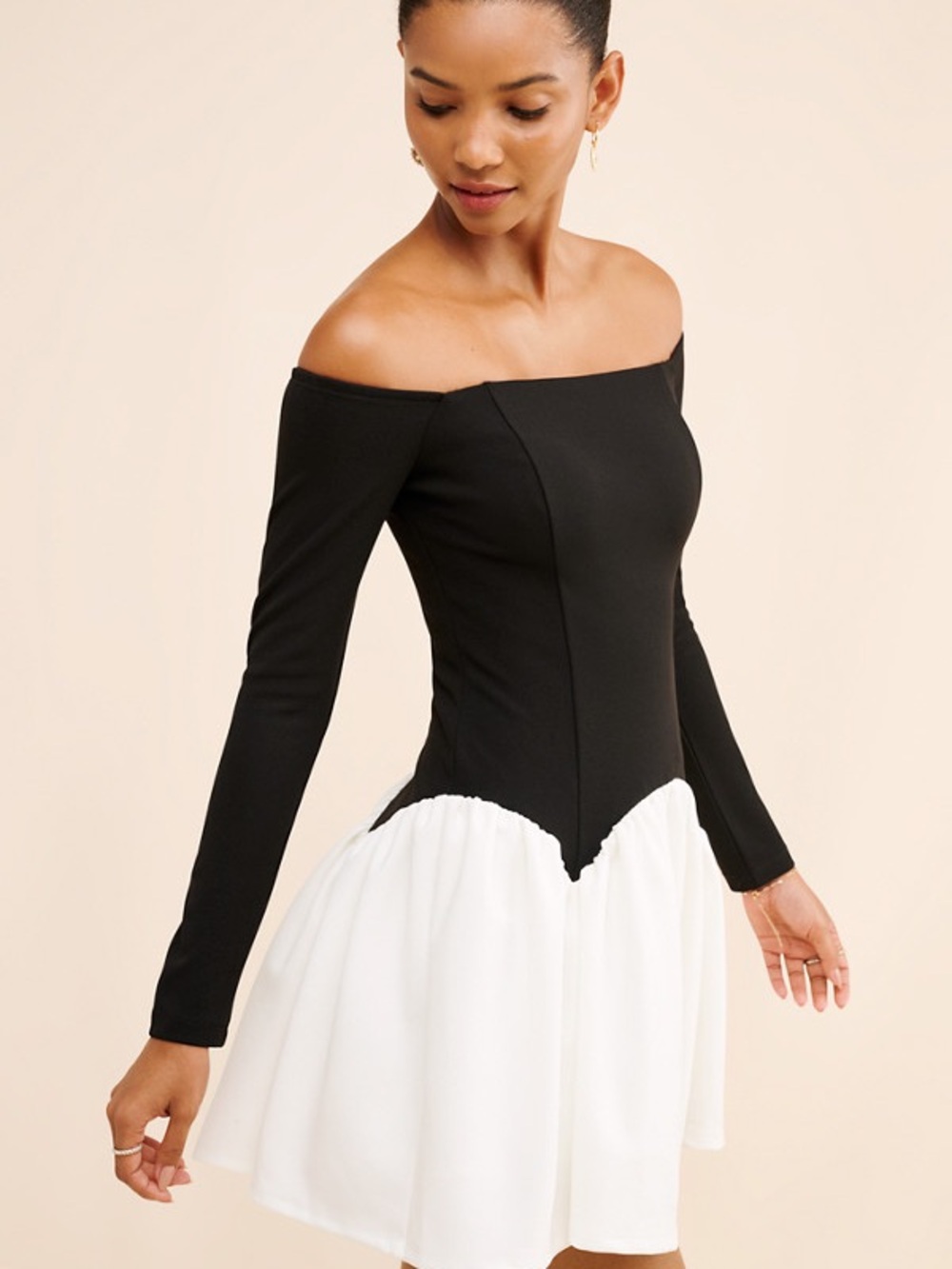 Awaylee - Drop Waist Off The Shoulder Mini Dress (medium fit)